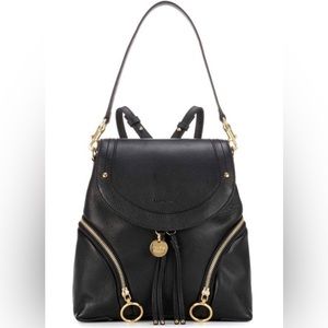 See By Chloe Olga MEDIUM Black Leather Backpack